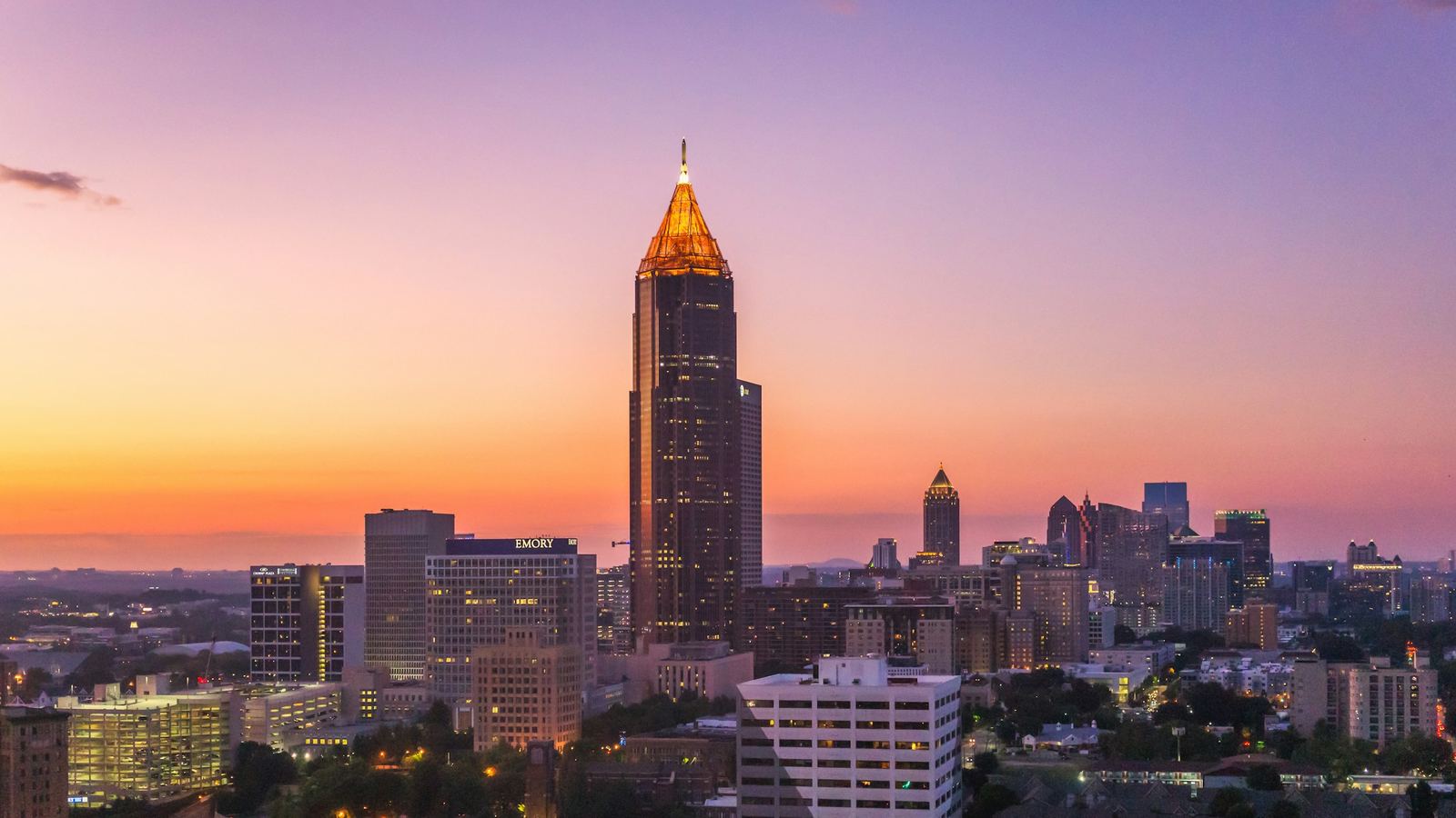 Atlanta skyline at sunset