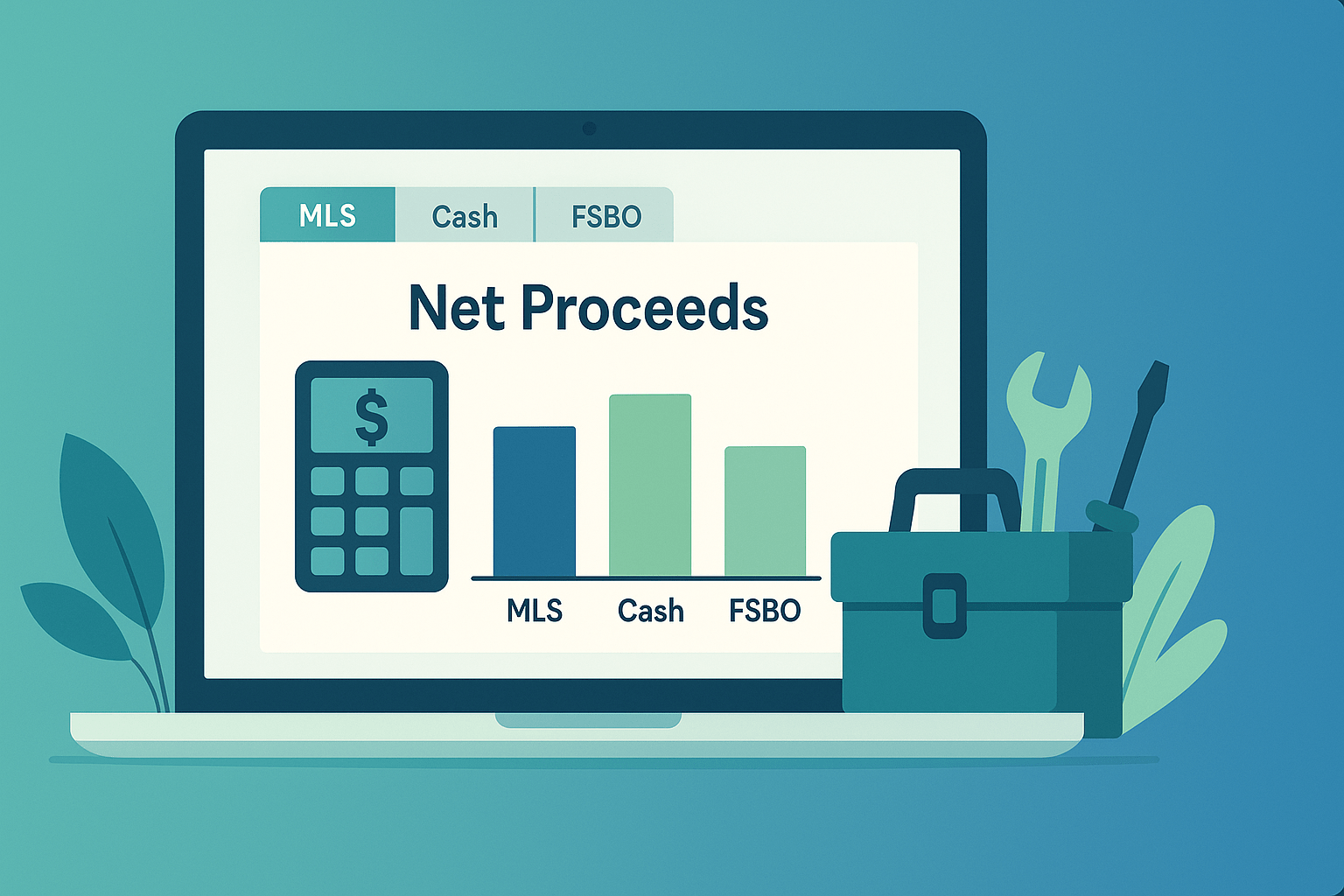 Net proceeds calculators and seller tools shown across desktop and mobile