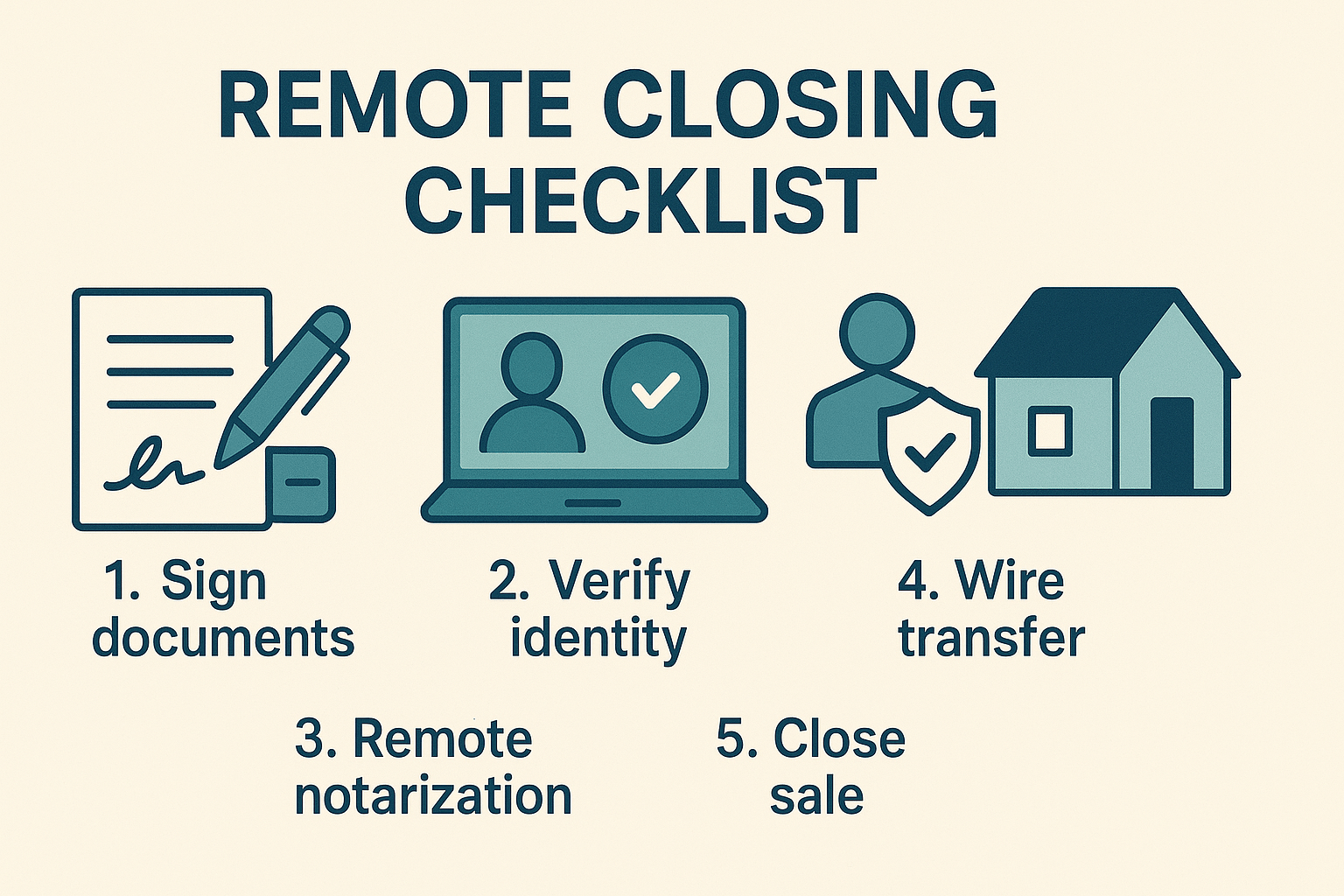 Flow of remote closing from contract to recording and wire disbursement