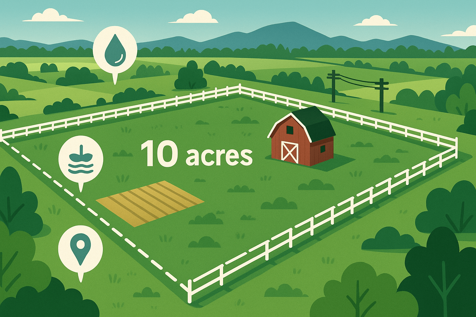 Acreage aerial showing fencing, pasture, and tree lines