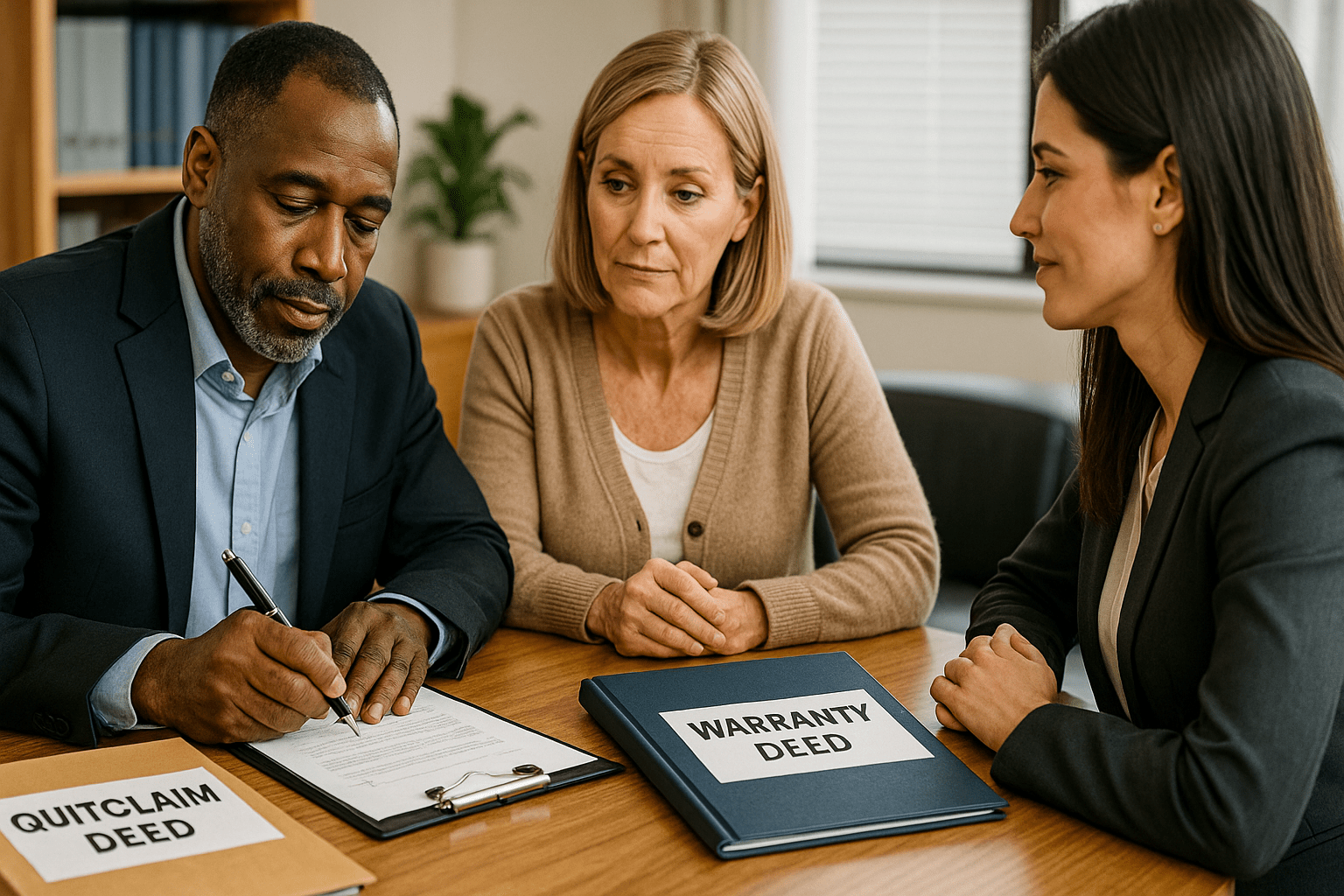 Diagram: chain-of-title coverage for general vs limited warranty deed