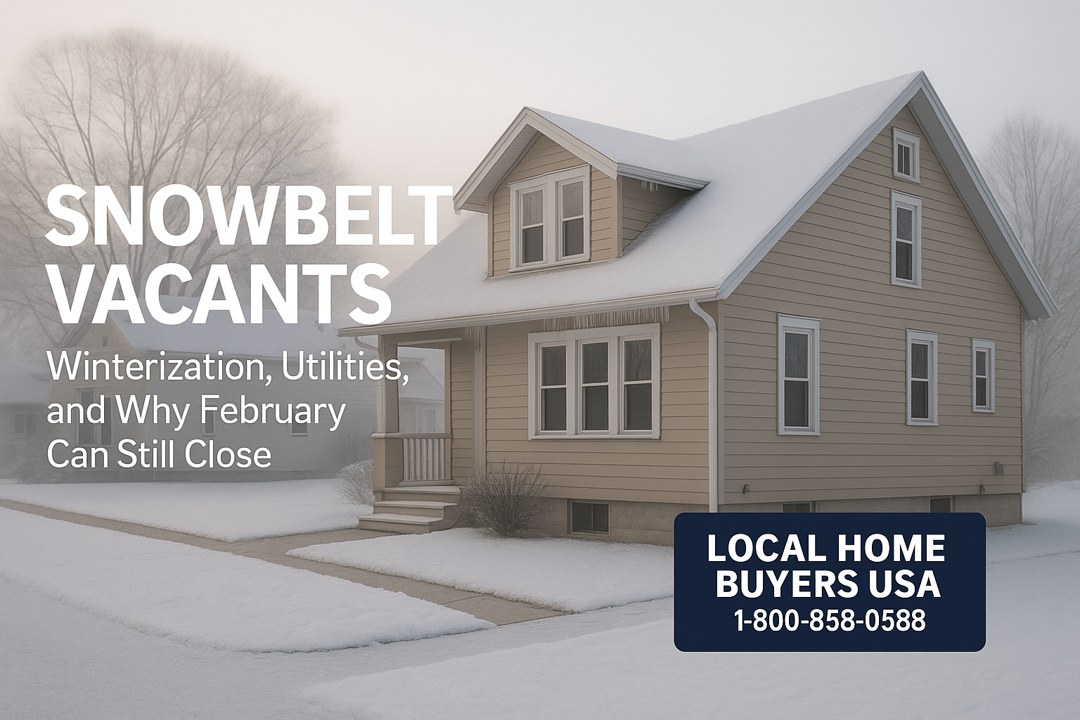 Vacant winterized home in a Snowbelt neighborhood