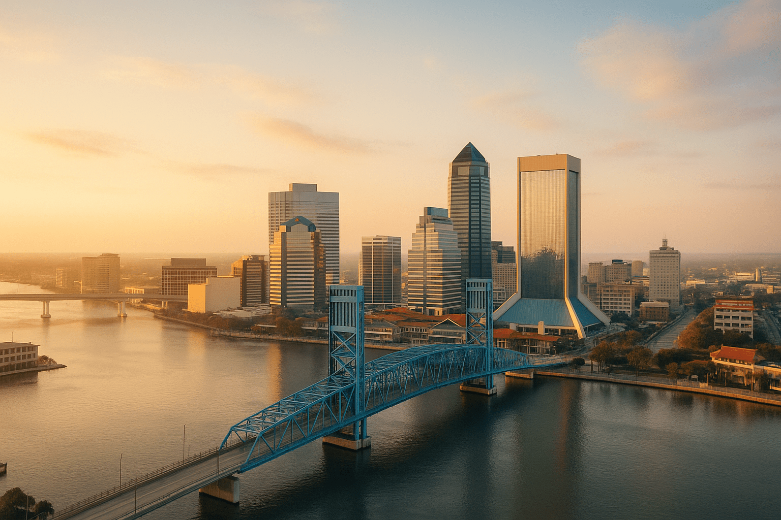 Jacksonville neighborhood streetscape and palms