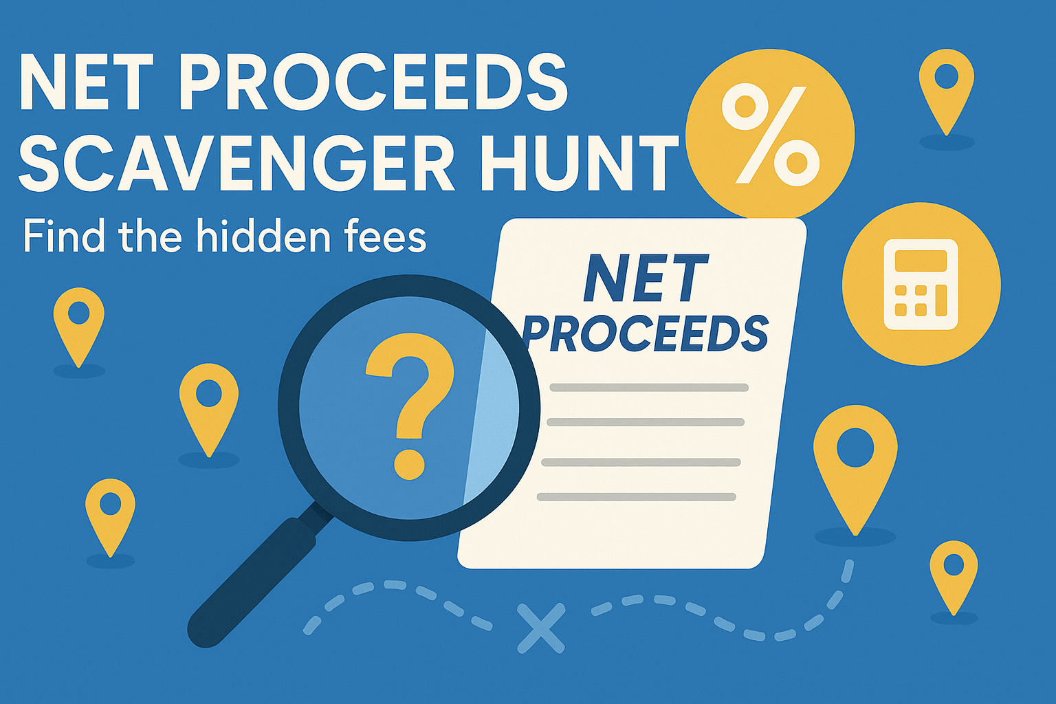 Featured illustration of a map-style net proceeds scavenger hunt for home sellers