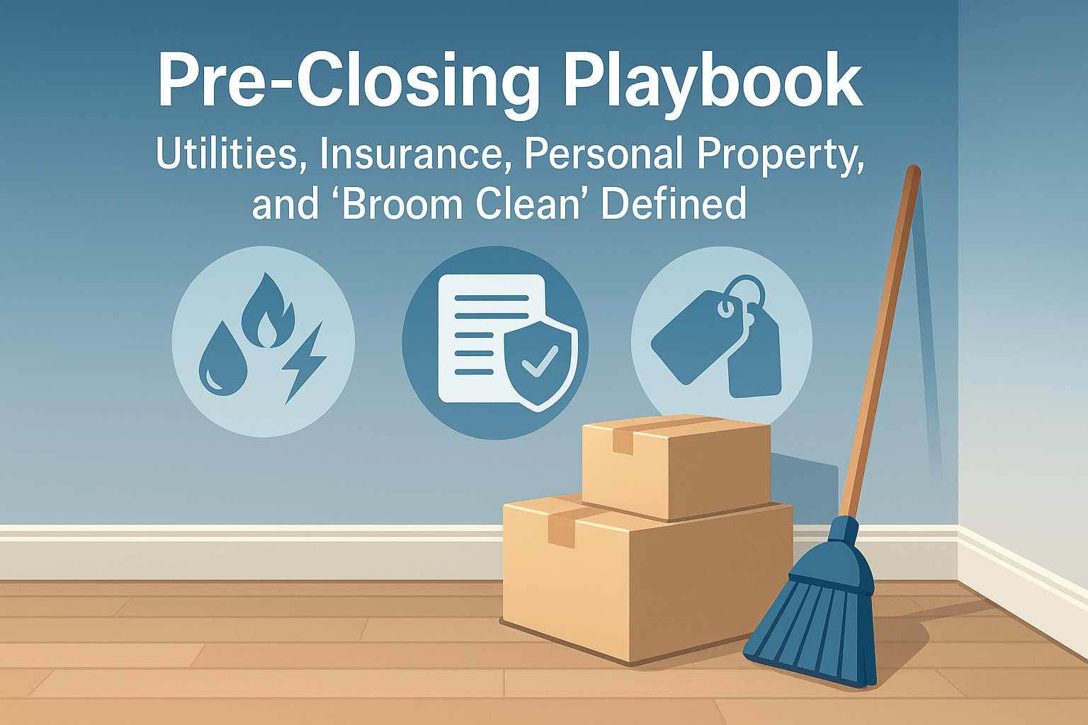 Packed boxes, keys, and a move-ready home—pre-closing checklist theme