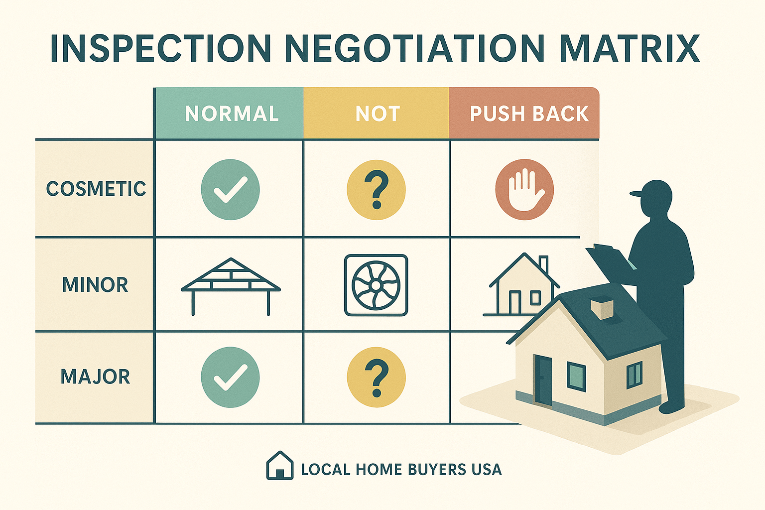 Inspection negotiation matrix: normal vs not vs push-back lanes for sellers