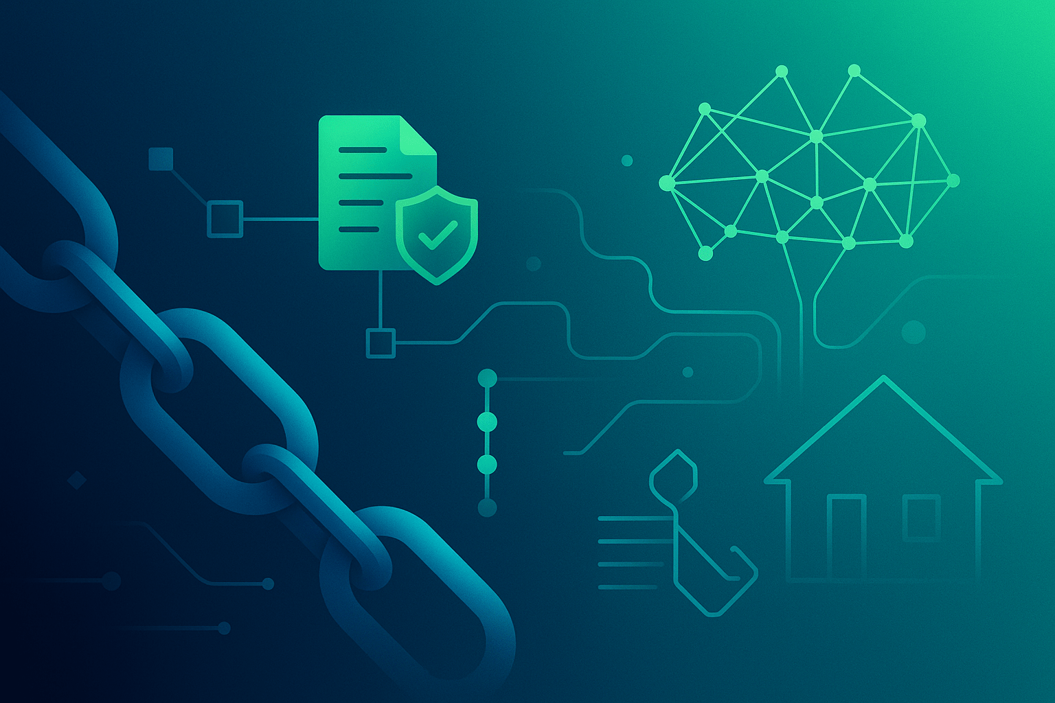 Conceptual diagram showing AI agents, oracle attestations, and programmable escrow working together