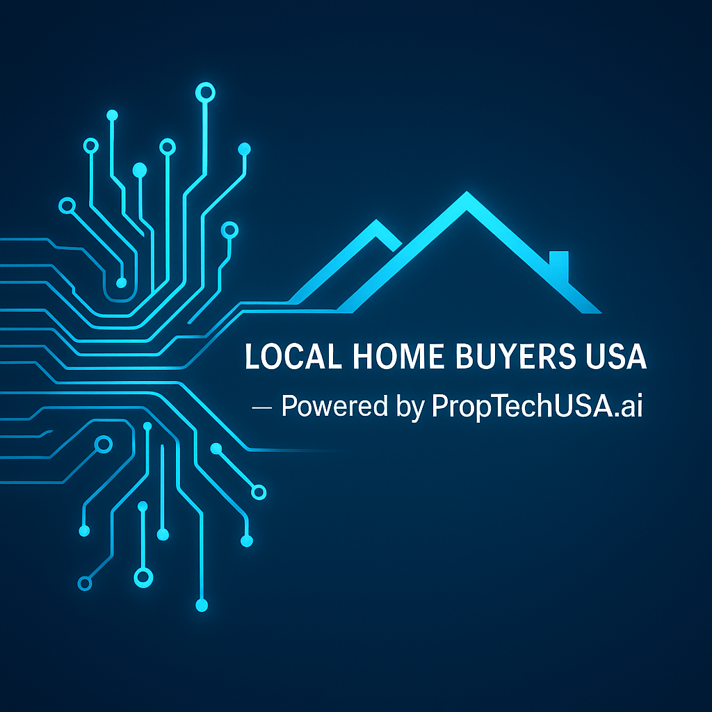 AI-styled featured graphic: Local Home Buyers USA — Powered by PropTechUSA.ai