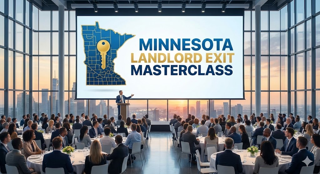 Minnesota landlord reviewing exit strategies and property portfolio dashboard