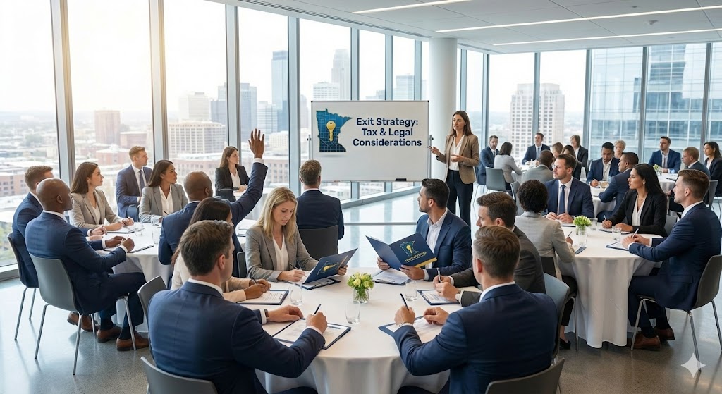 Sample PropTechUSA.ai Minnesota landlord exit report showing tax pressure versus rent trends and exit recommendations