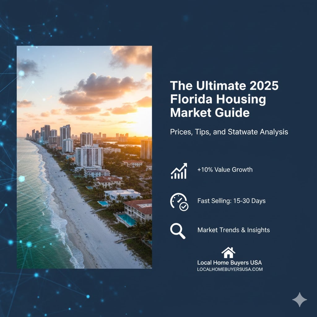 Aerial sunset view over Florida coastline and high-rise condos, symbolizing the 2025 housing market