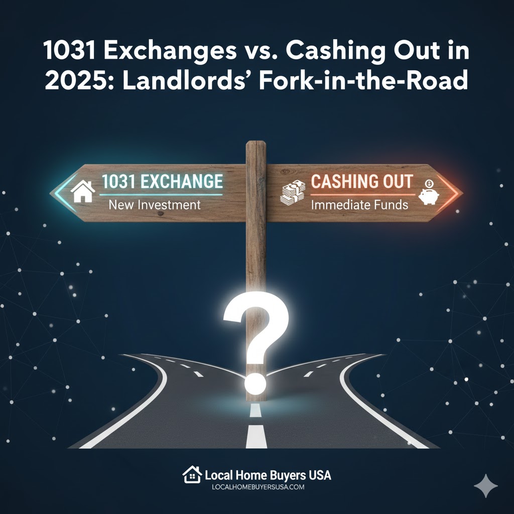 Terminal-style 1031 exchange vs. cash-out analysis dashboard