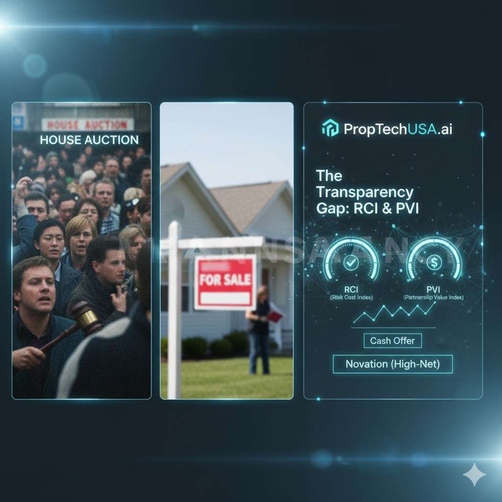 Featured visual contrasting auction uncertainty vs. RCI/PVI modeled certainty