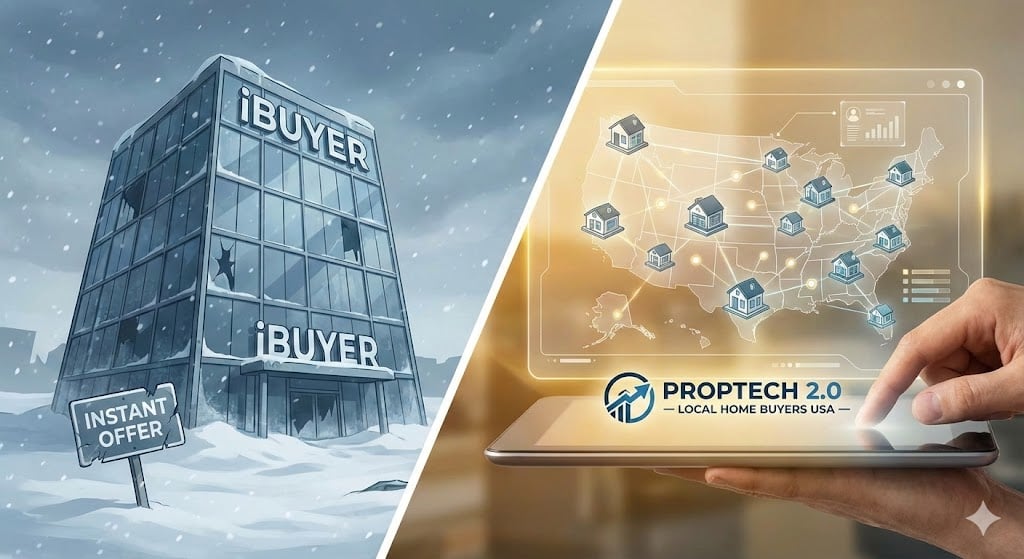 Abstract visualization of instant-offer algorithms evolving into PropTech 2.0