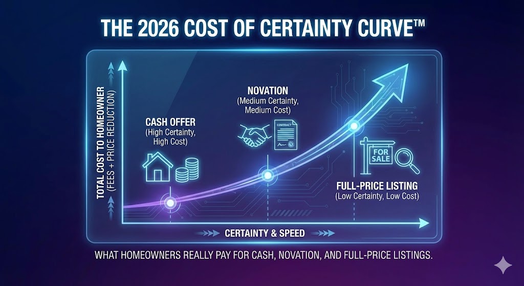 Dark analytics dashboard illustration for the Cost of Certainty Curve 2026 report